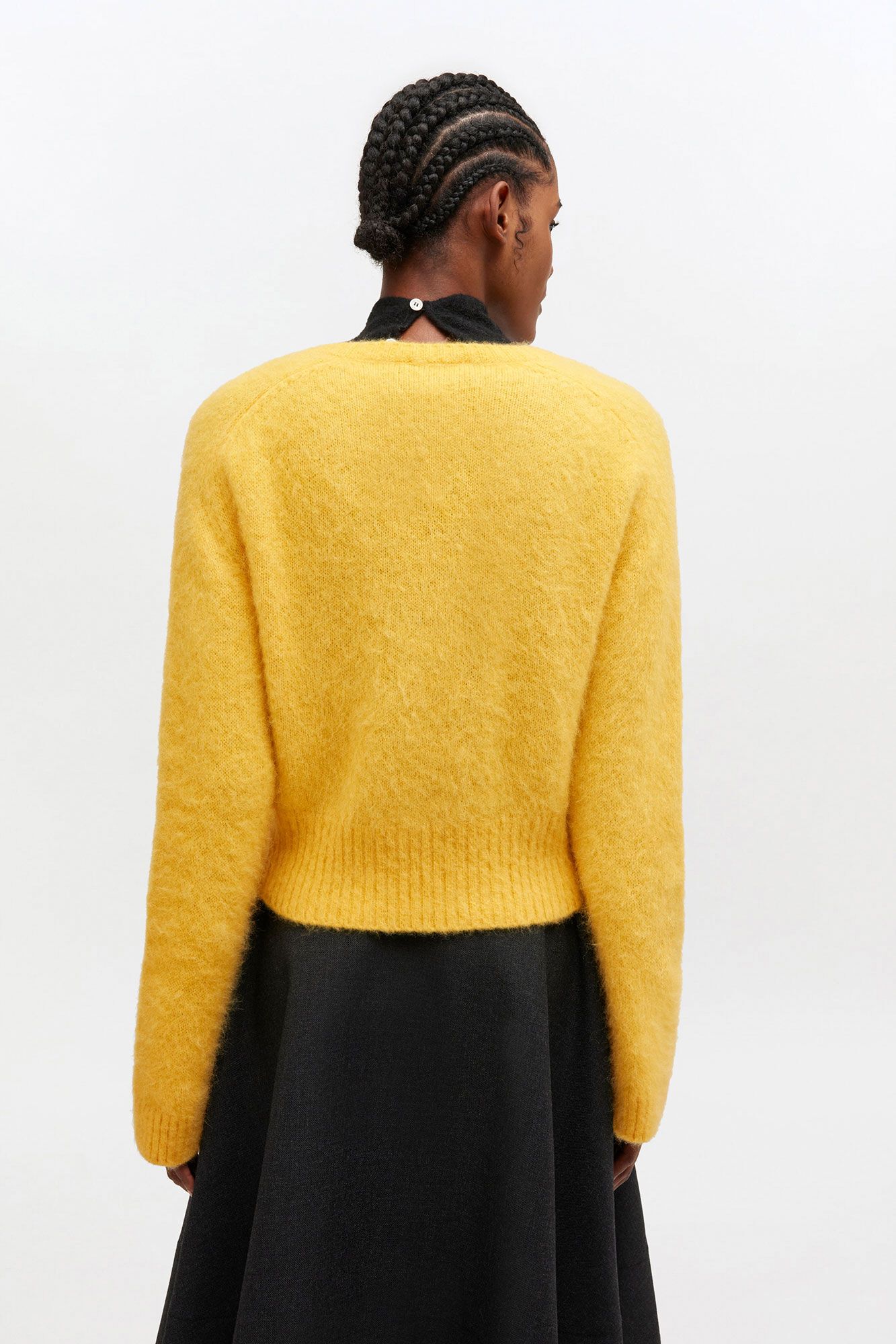 Yellow V-neck Jumper, in colour Blazing Yellow - 3 - GANNI