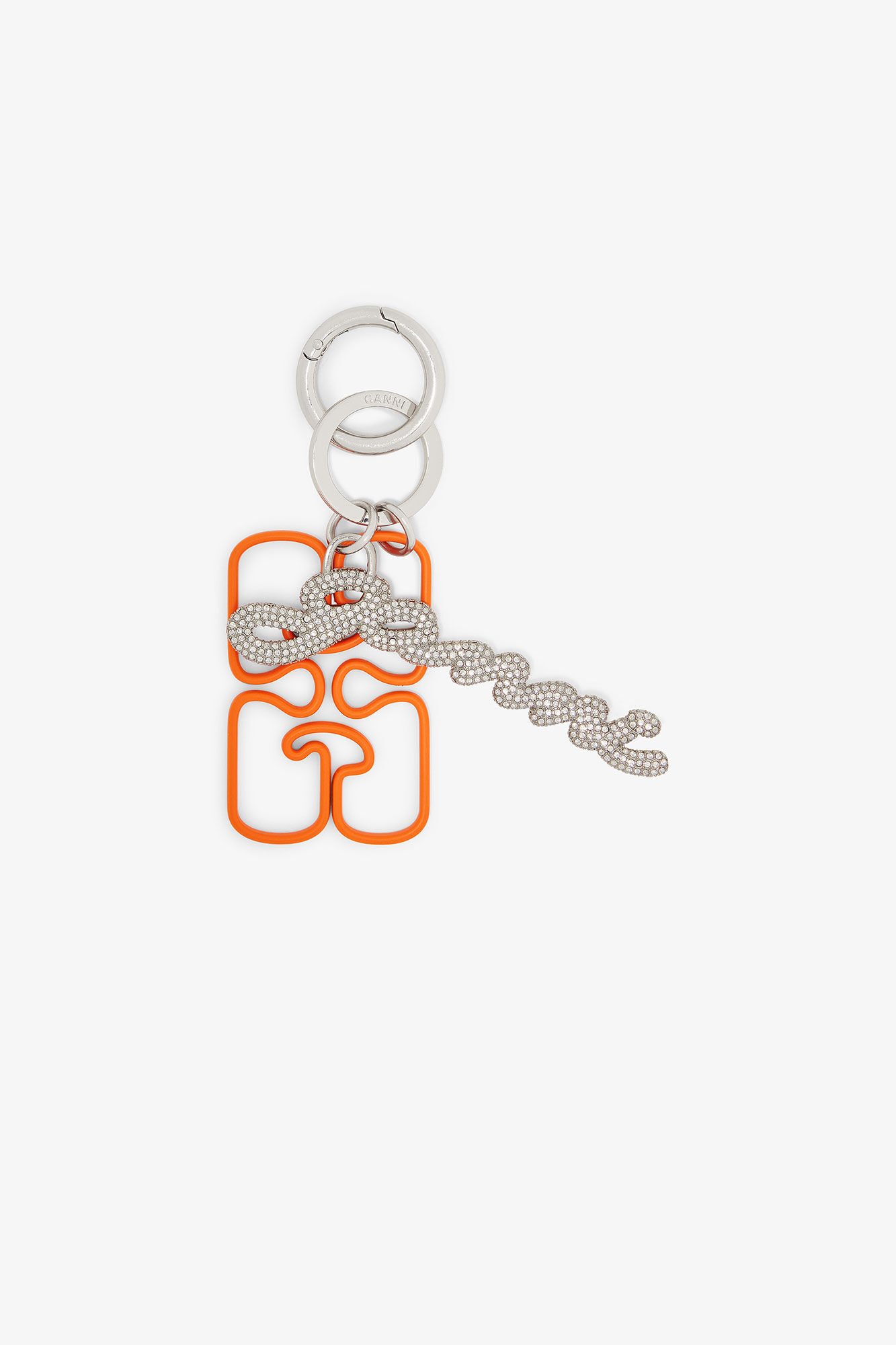 Orange GANNI Signature Keyring, Iron, in colour Russet Orange - 1 - GANNI