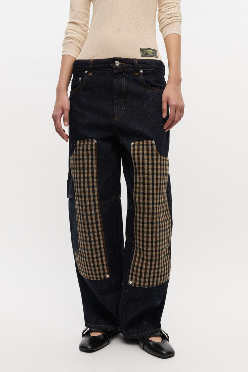 Genoppte Carpenter-Jeans, Cotton, in colour Dark Blue Stone - 2 - GANNI