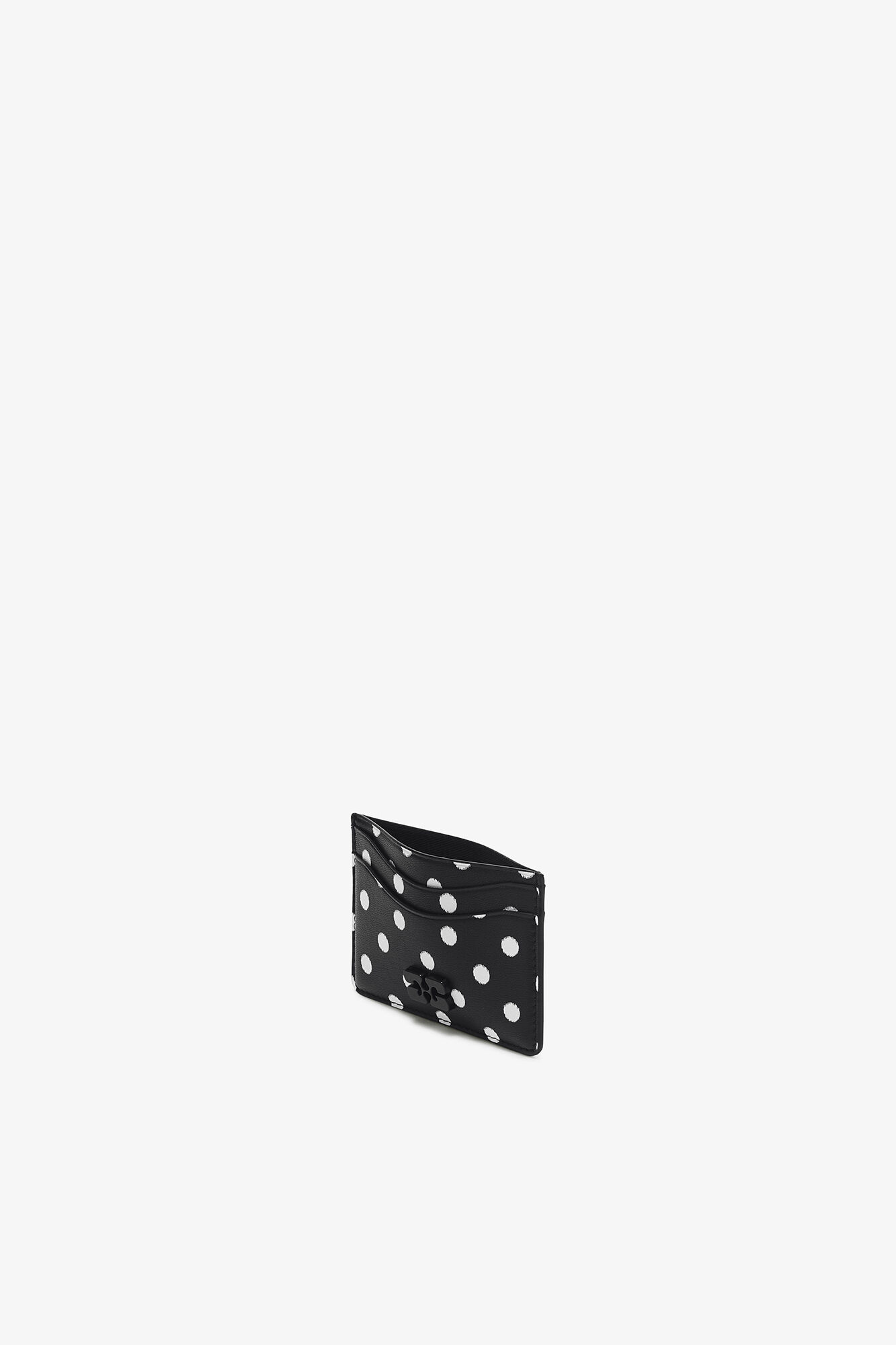 Porte-cartes &agrave; pois Bou, Recycled Leather, in colour Black - 3 - GANNI