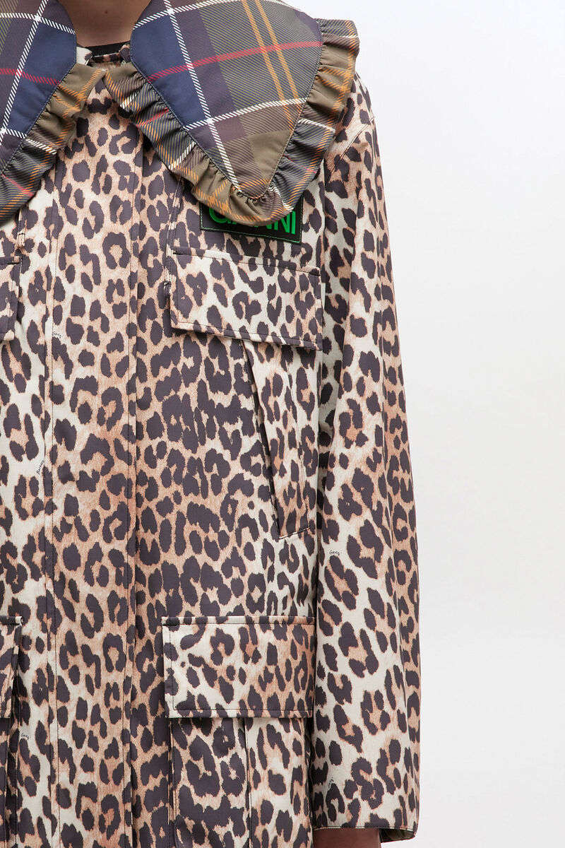 Manteau long imprim&eacute; l&eacute;opard, Recycled Polyester, in colour Leopard - 3 - GANNI
