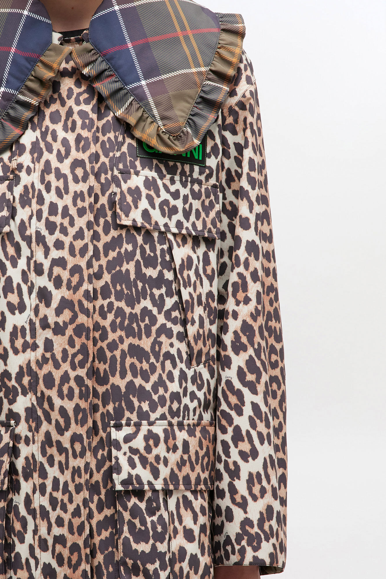 Manteau long imprim&eacute; l&eacute;opard, Recycled Polyester, in colour Leopard - 3 - GANNI