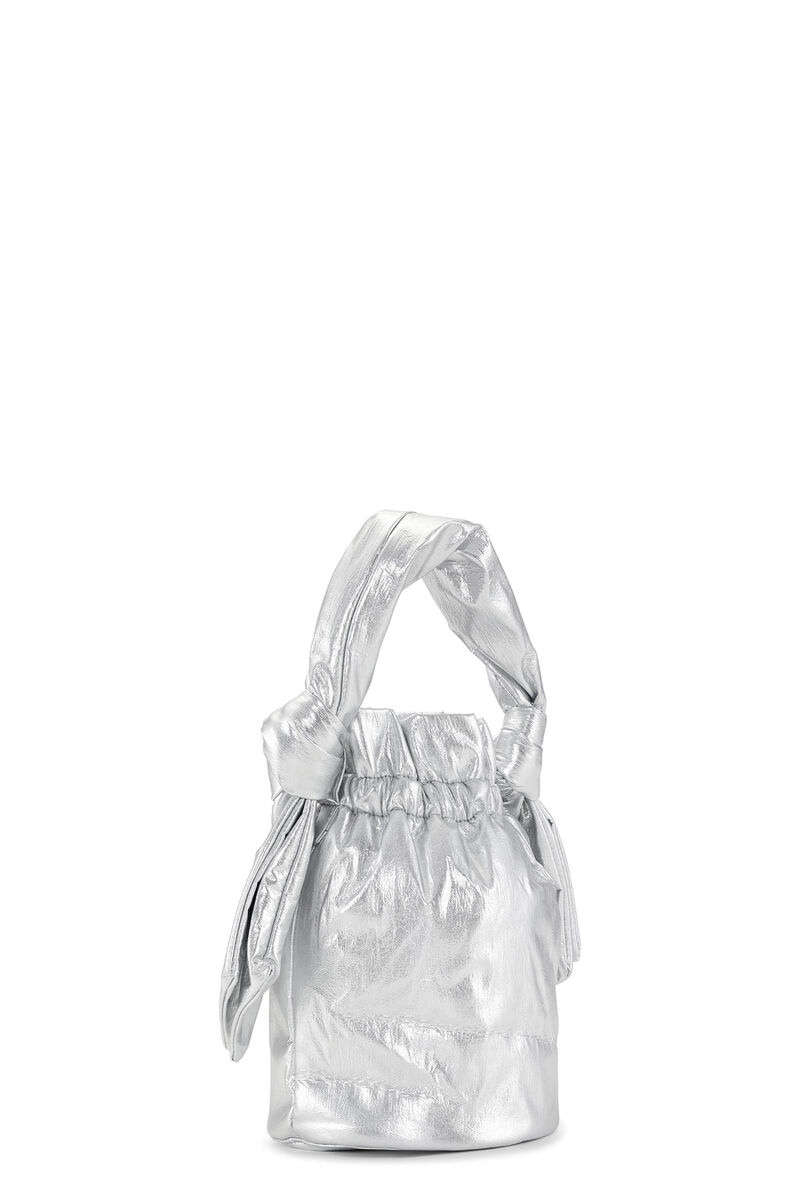 Silver Occasion Top Handle Knot Bag, Polyester, in colour Silver - 2 - GANNI