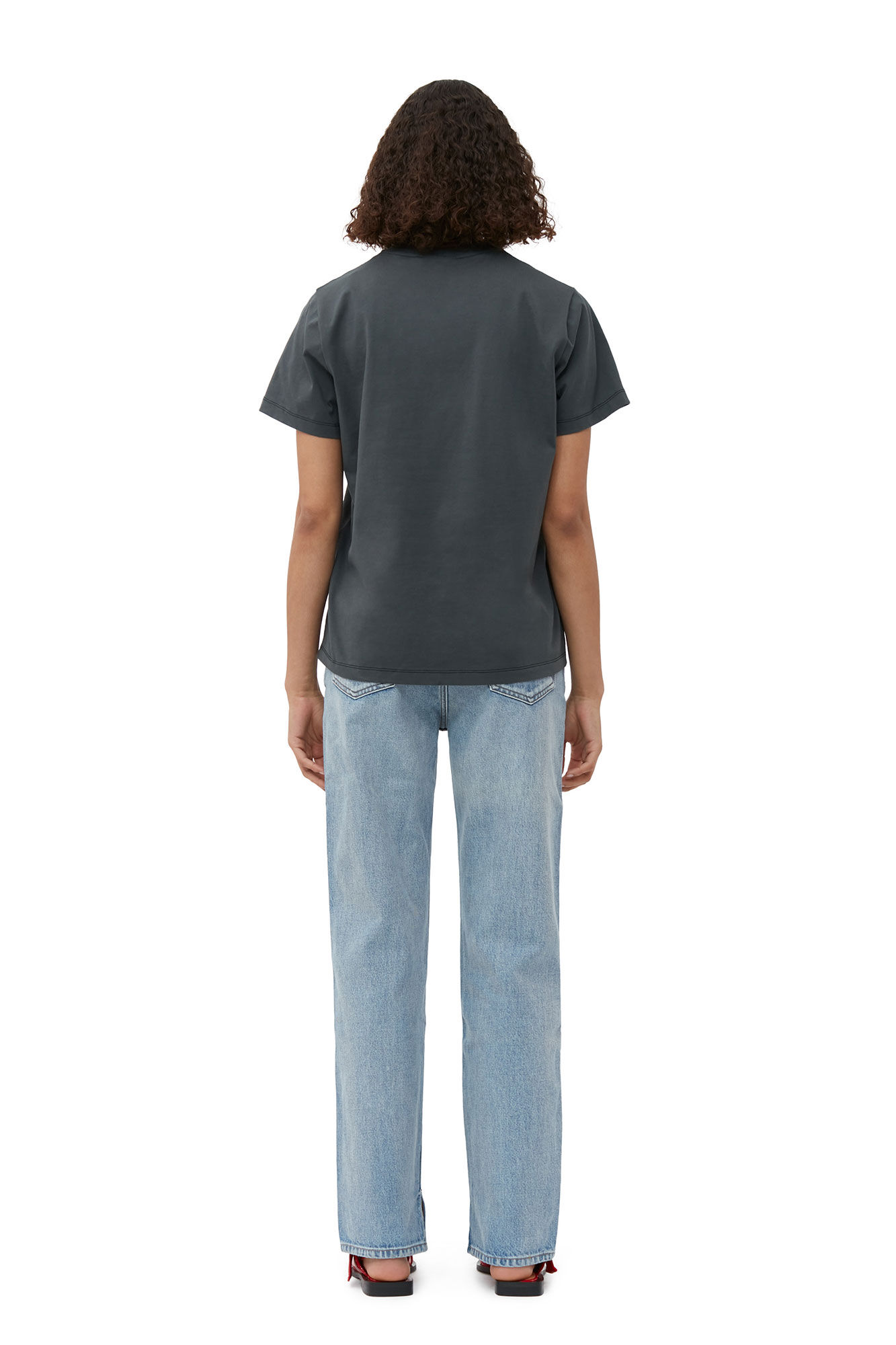Relaxed Cat T-shirt, Cotton, in colour Volcanic Ash - 3 - GANNI