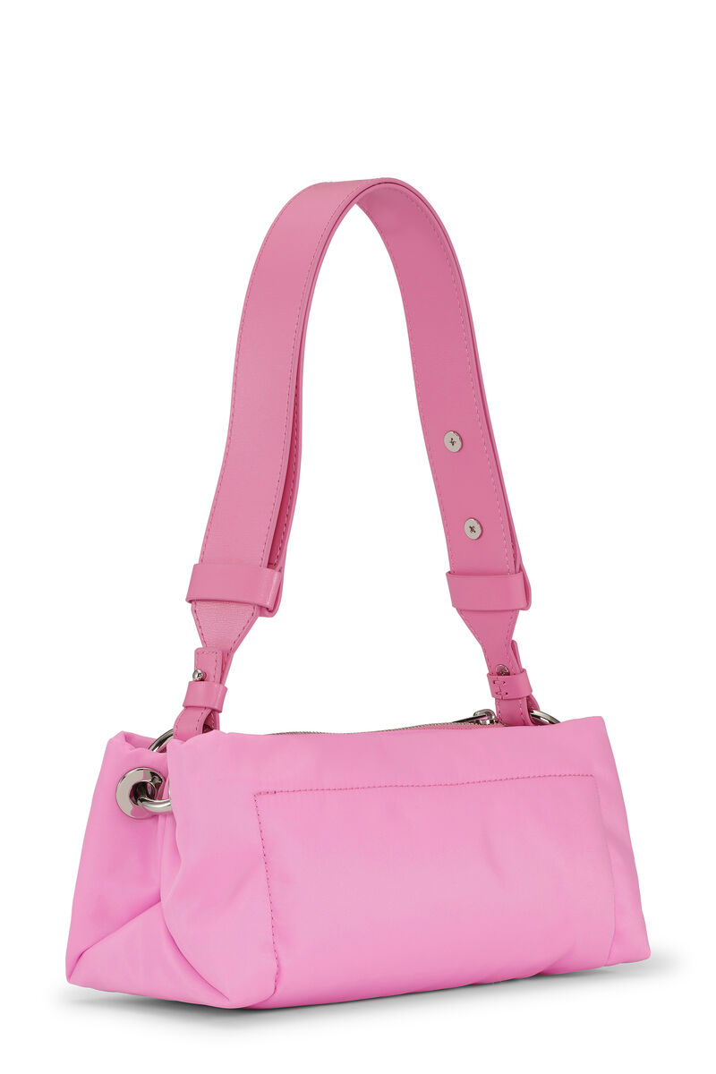 Pillow Baguette Bag, Leather, in colour Cyclamen - 2 - GANNI