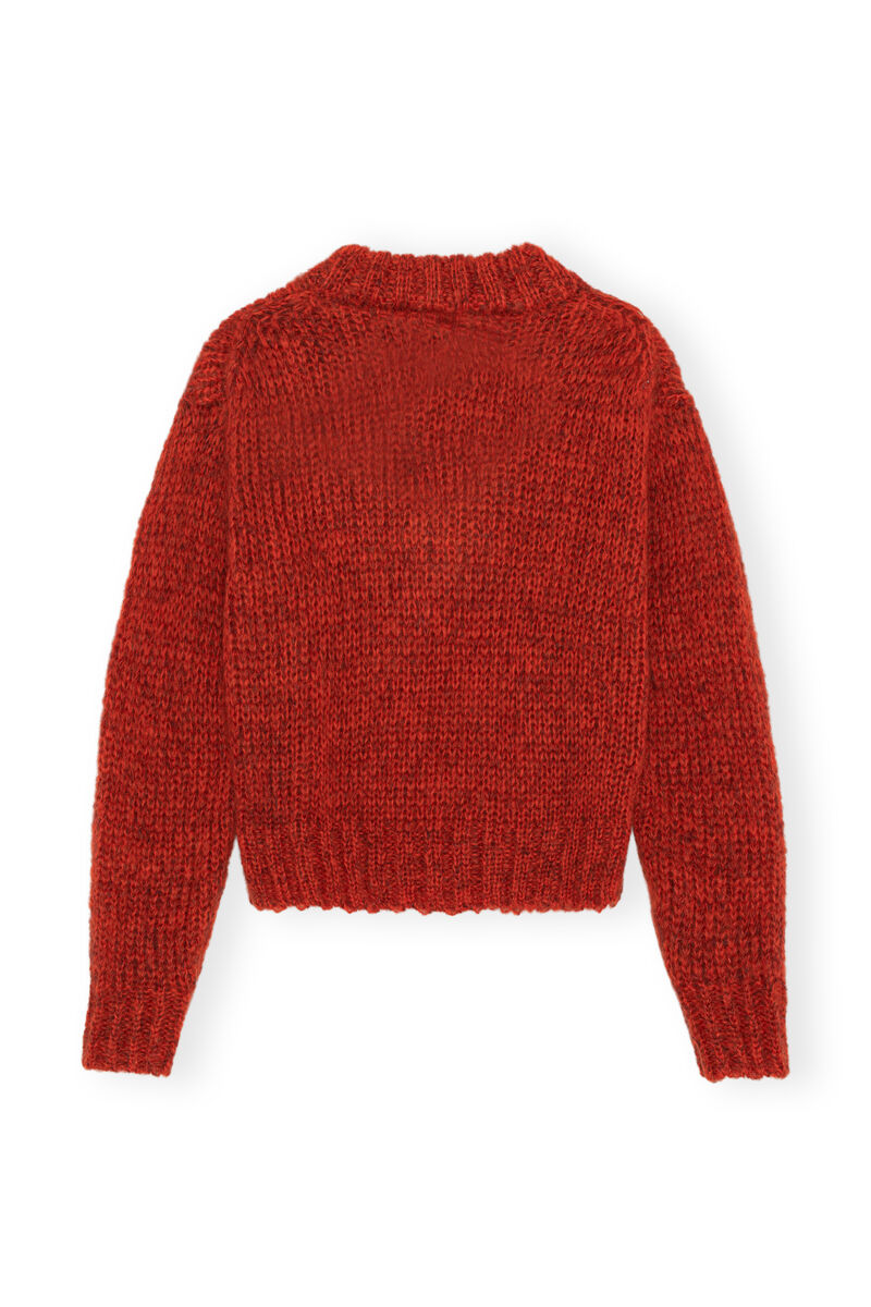Mohair Pullover, Merino Wool, in colour Fiery Red - 2 - GANNI