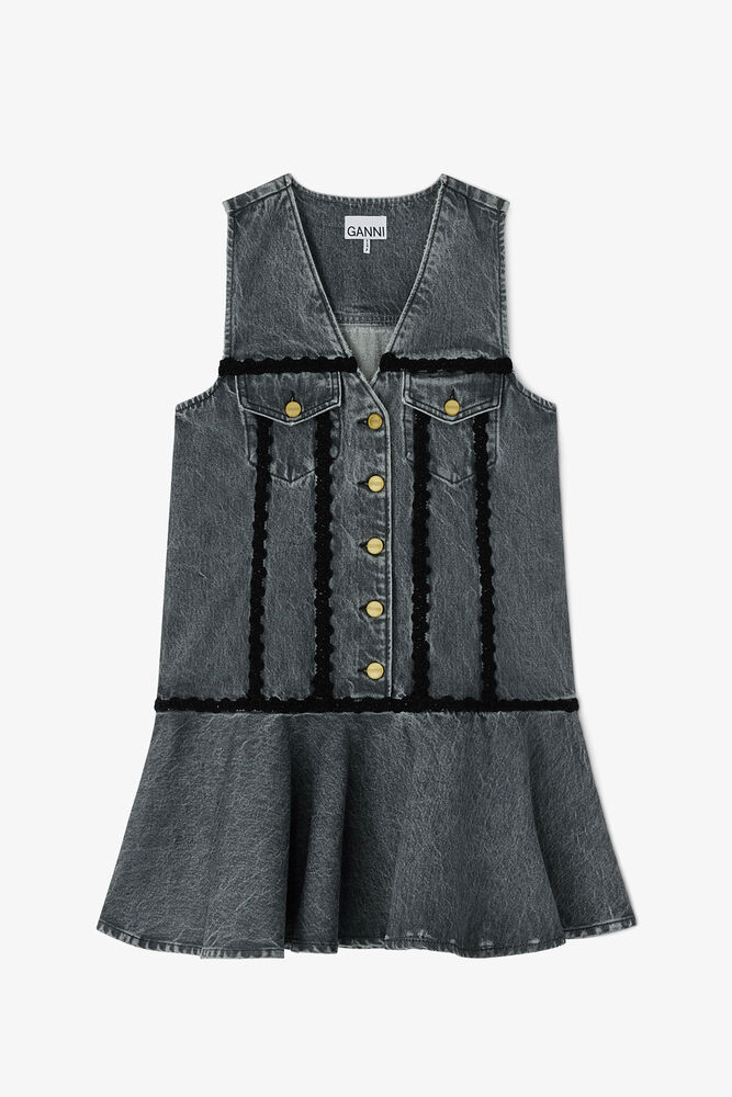 Dress in Rigid Denim, Slate Grey
