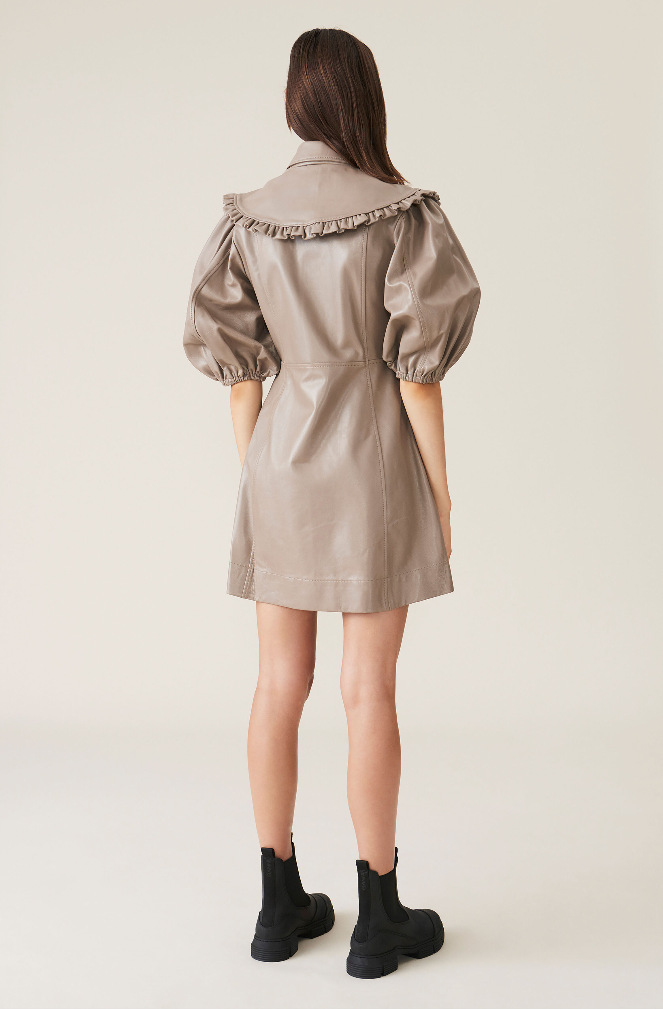 Ganni Lambskin Leather mini dress