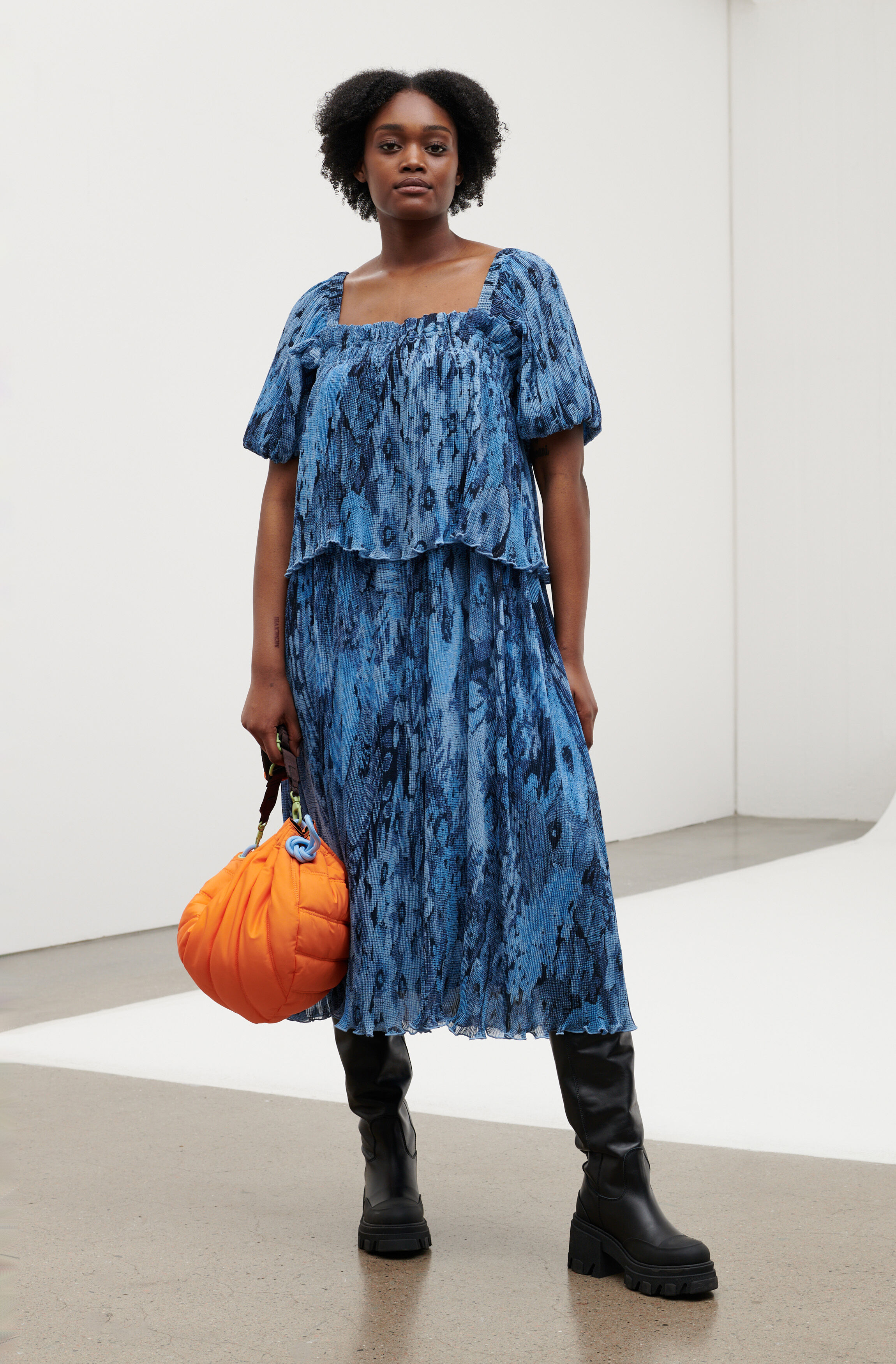 Placid Blue Pleated Georgette Layer 