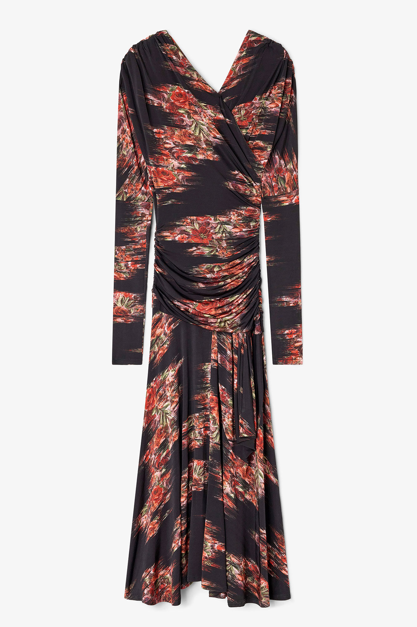 Floral Ruched Dress, Elastane, in colour Black - 1 - GANNI