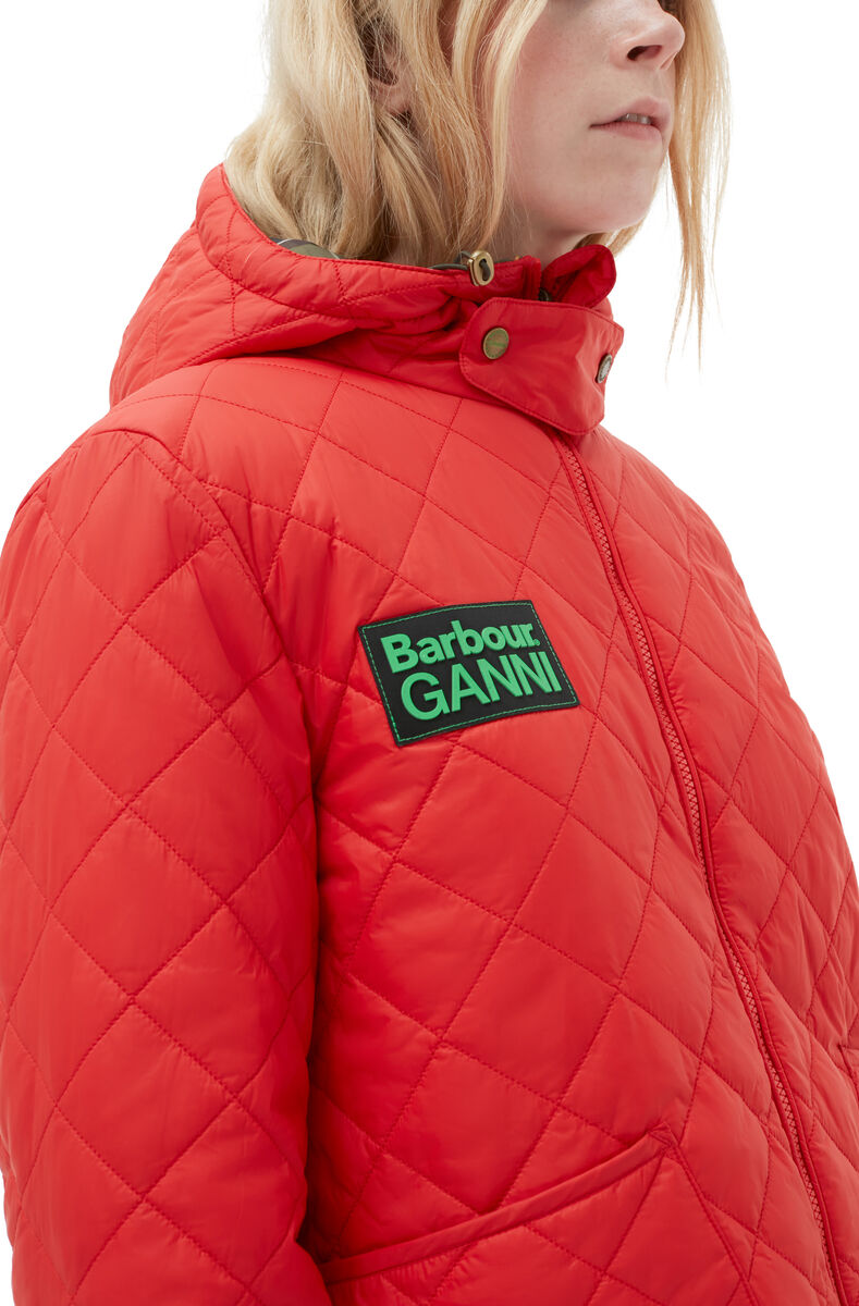 GANNI X Barbour Reversible Liddesdale Jacket, in colour Fiery Red - 4 - GANNI