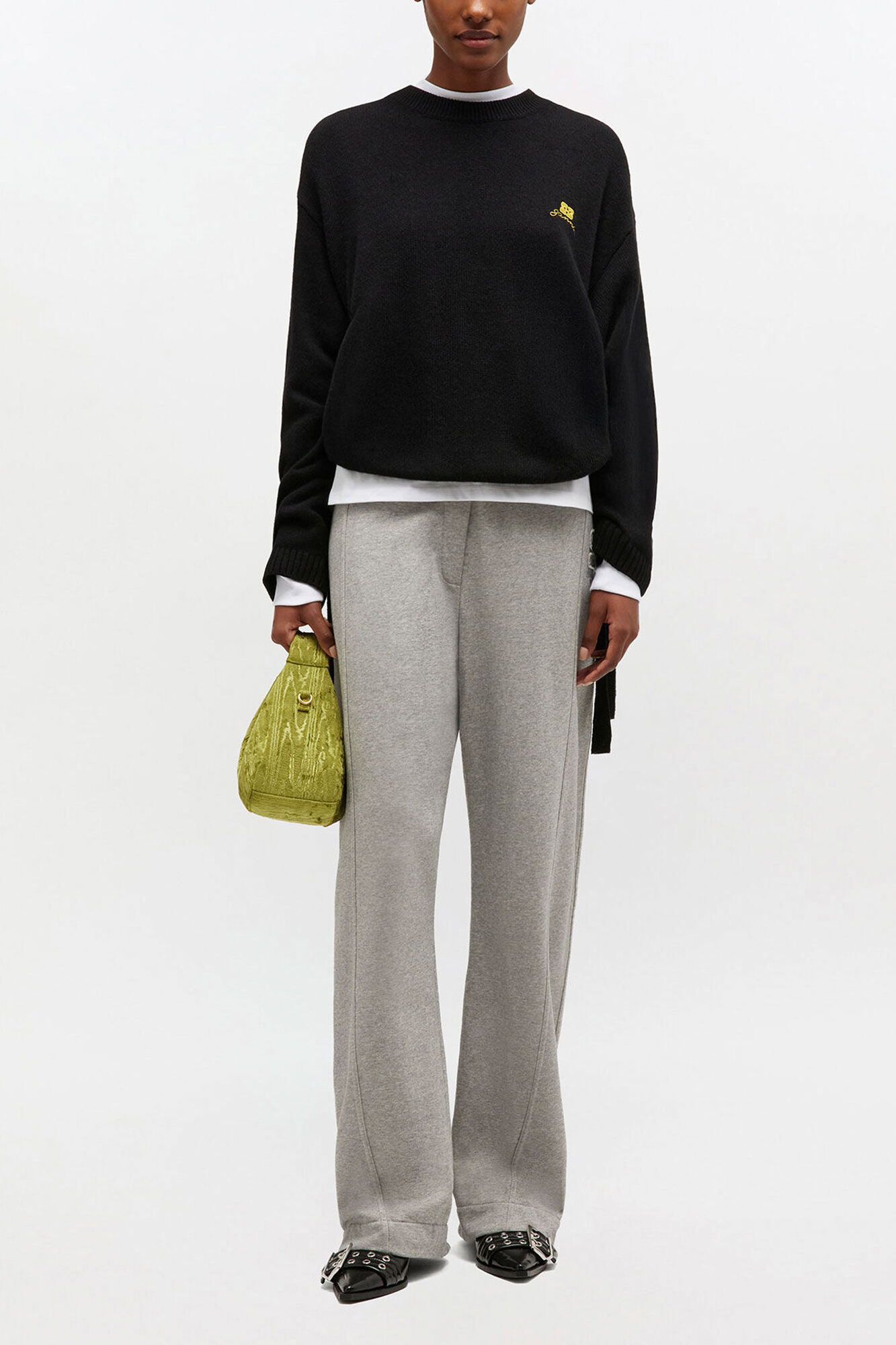 Wool Mix Jumper, Wool, in colour Black - 2 - GANNI