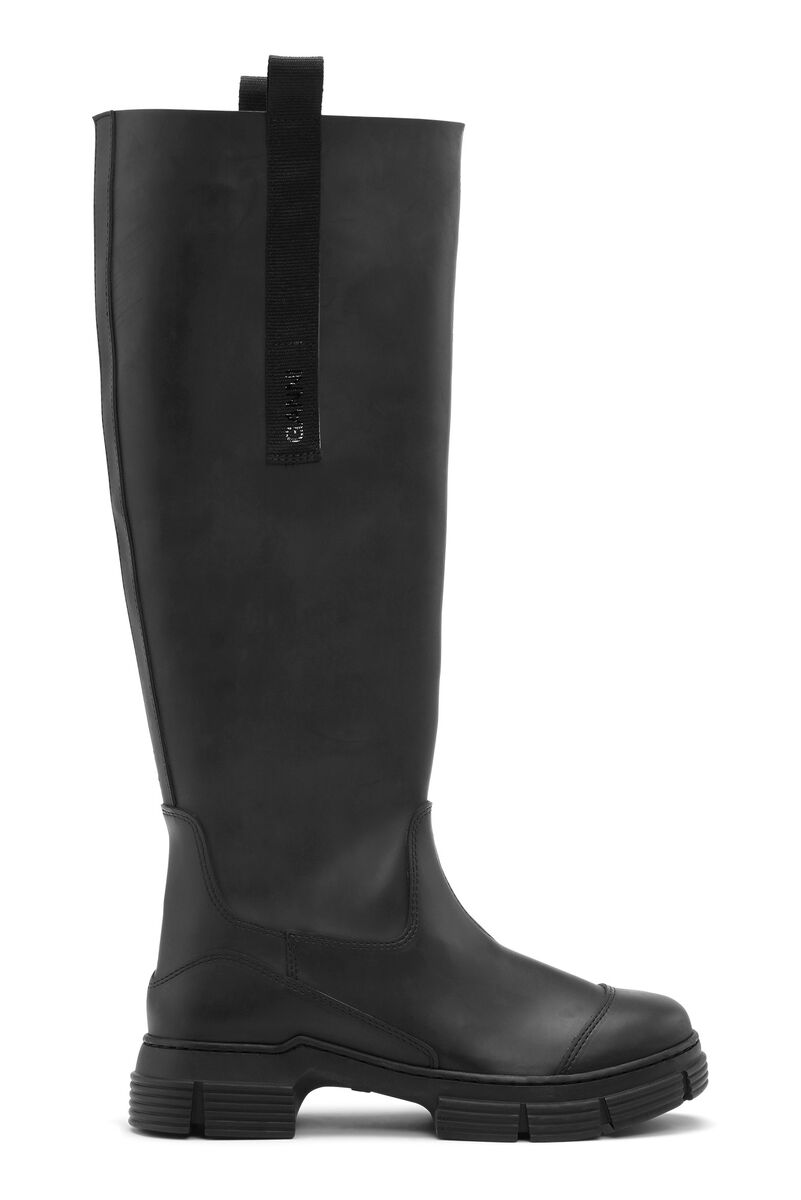 Recycled Rubber Country Boots, Recycled rubber, in colour Black - 1 - GANNI