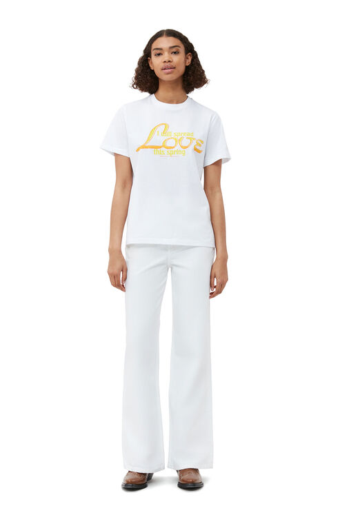 Ganni Love Short-sleeve T-shirt In Bright White