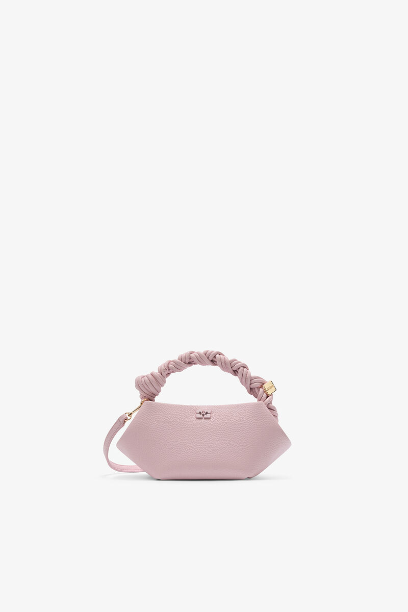 Grained Mini Bou Bag, Recycled Polyester, in colour Chalk Pink - 1 - GANNI