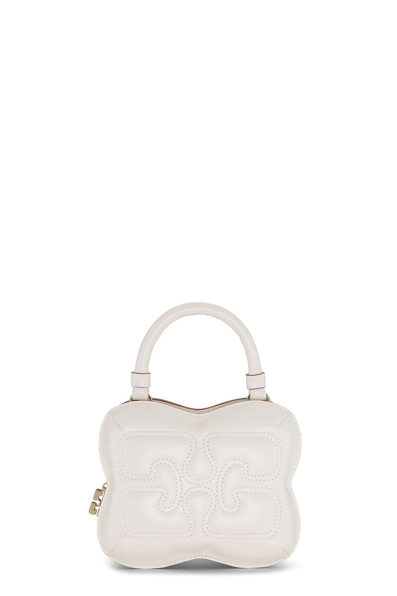 Small White Butterfly Crossbody Bag, Polyester, in colour Egret - 1 - GANNI