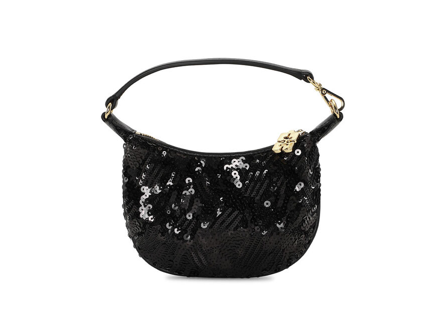 Black Butterfly Mini Flat Sequin Taske | GANNI DK