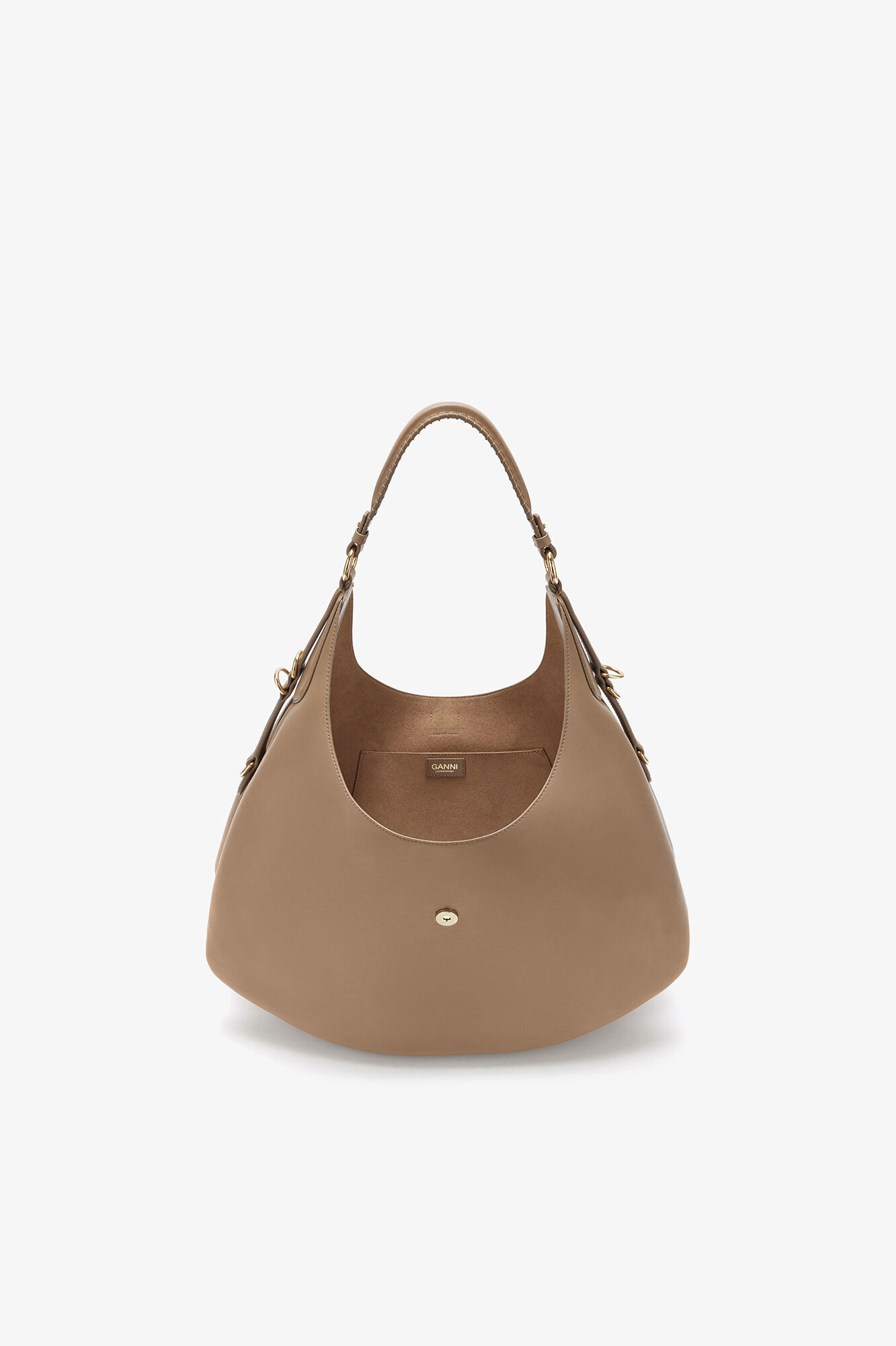Stor Kat taske i brun, Recycled Leather, in colour Coca Mocha - 3 - GANNI