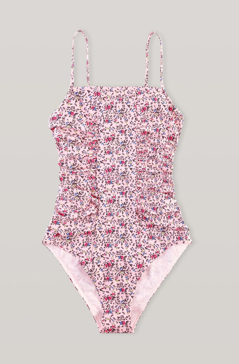 Ganni Swimsuit Pink Nectar Flower Print/multi Colour/pattern Str.34