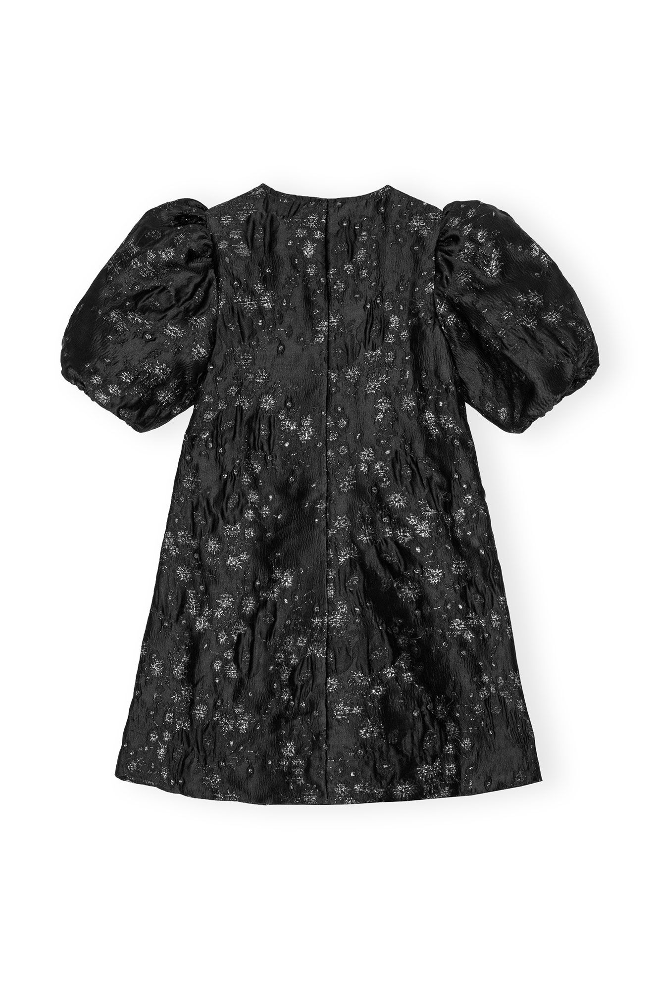 Black/Silver 3D Jacquard A-line Mini Dress