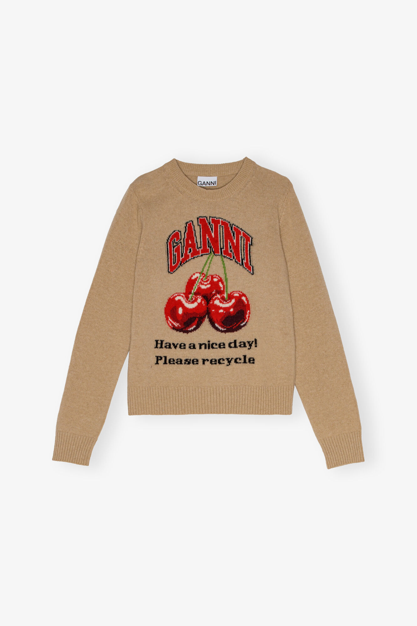 Camel Graphic Cherry Sweater | GANNI US
