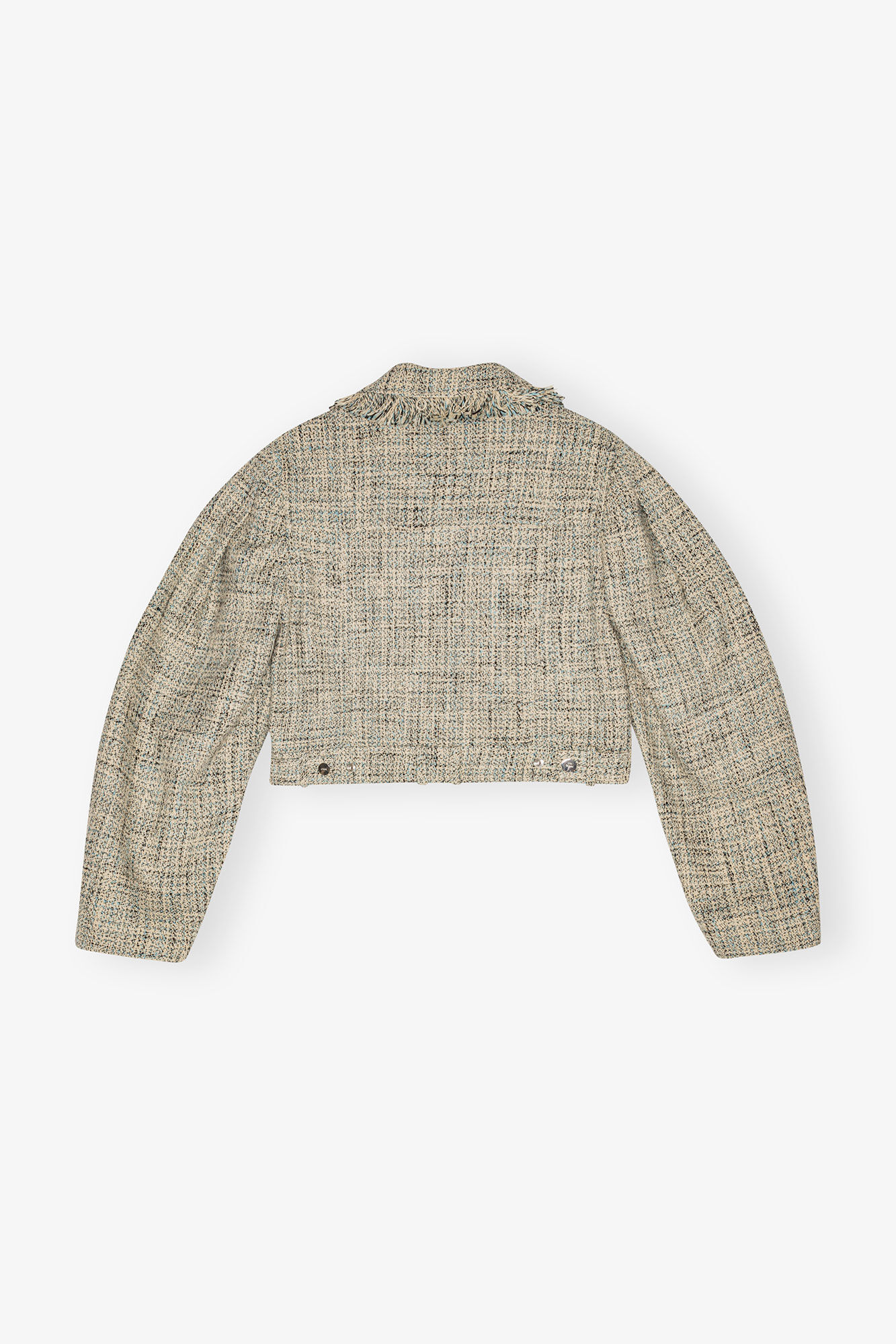 Short Tweed Jacket, Cotton, in colour Alaskan Blue - 2 - GANNI
