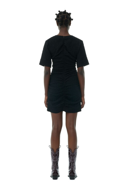 Black Textured Suiting Mini Dress, in colour Black - 4 - GANNI