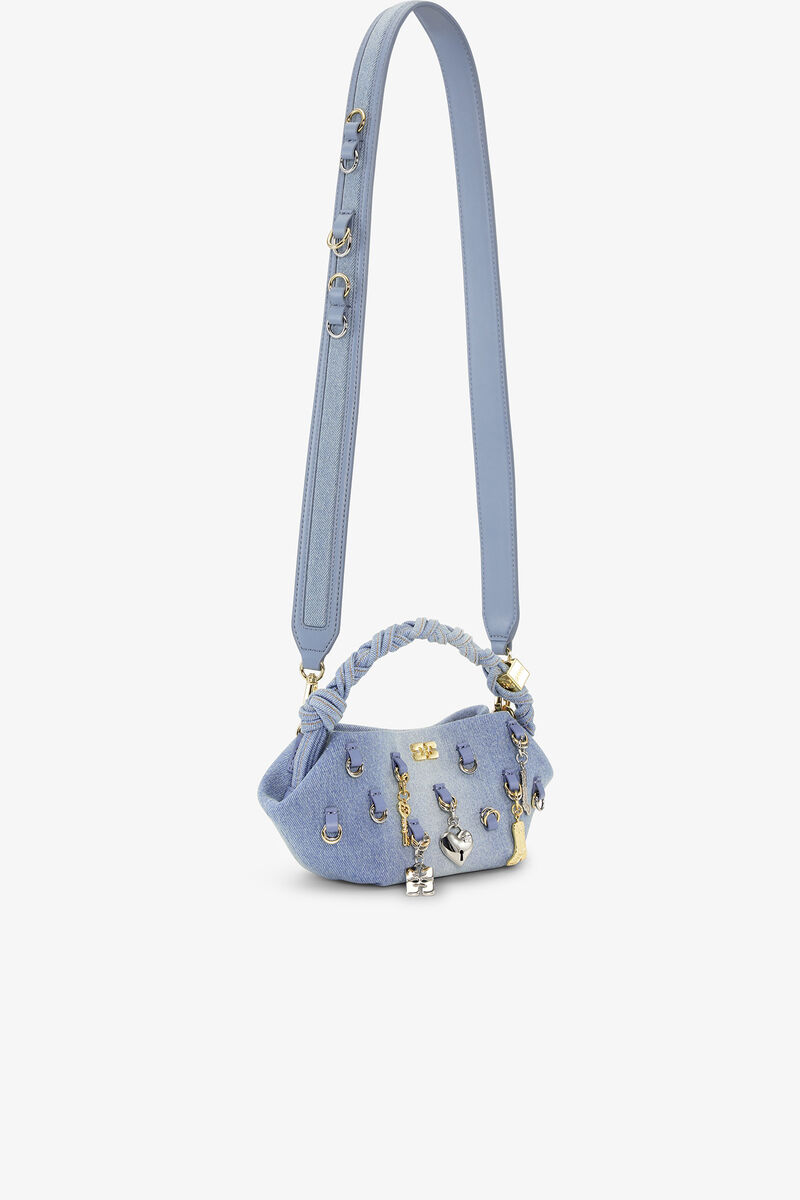 Denim Mini GANNI Bou Bag, Recycled Cotton, in colour Faded Denim - 3 - GANNI