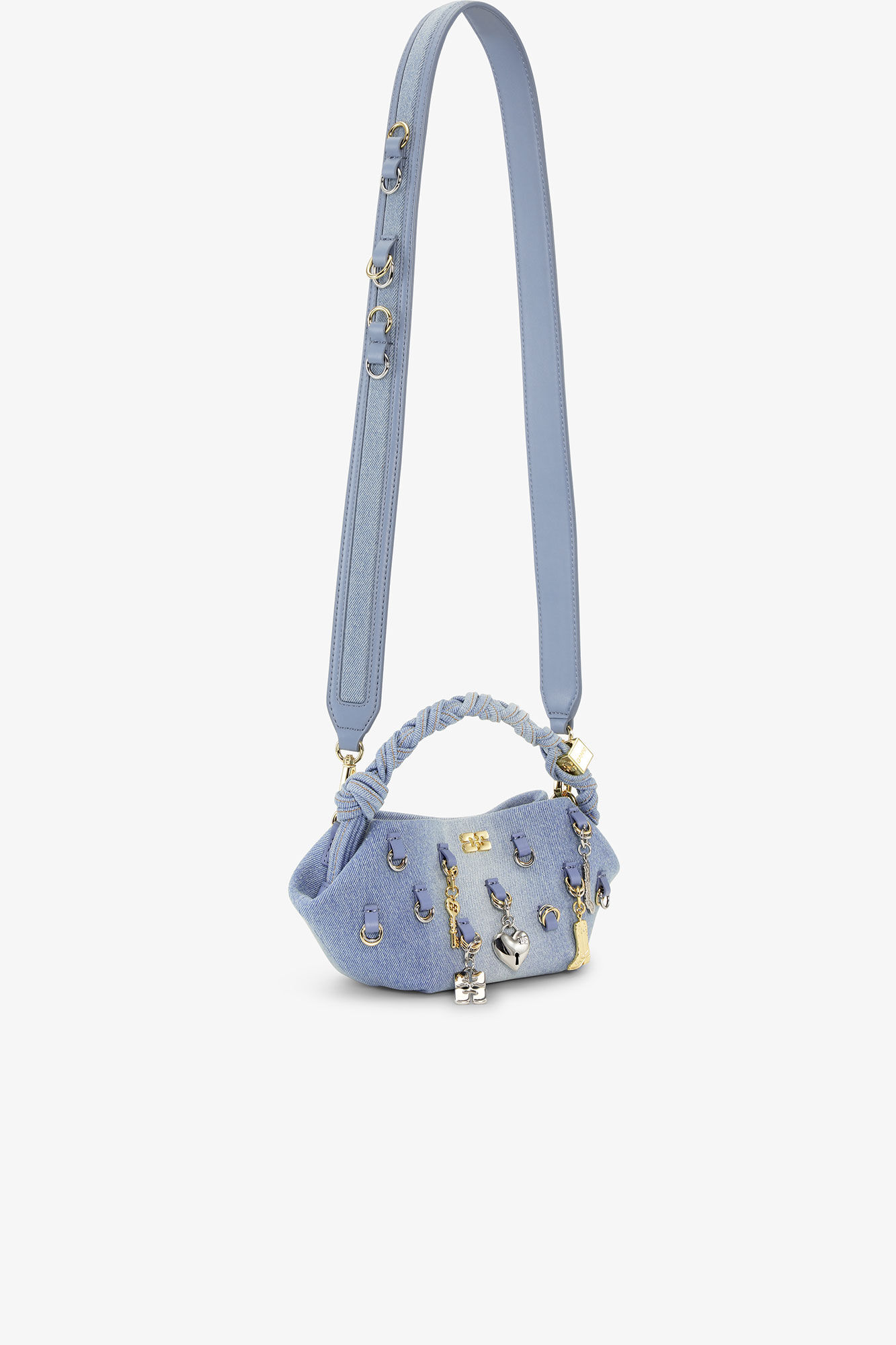 Denim Mini GANNI Bou Bag, Recycled Cotton, in colour Faded Denim - 3 - GANNI