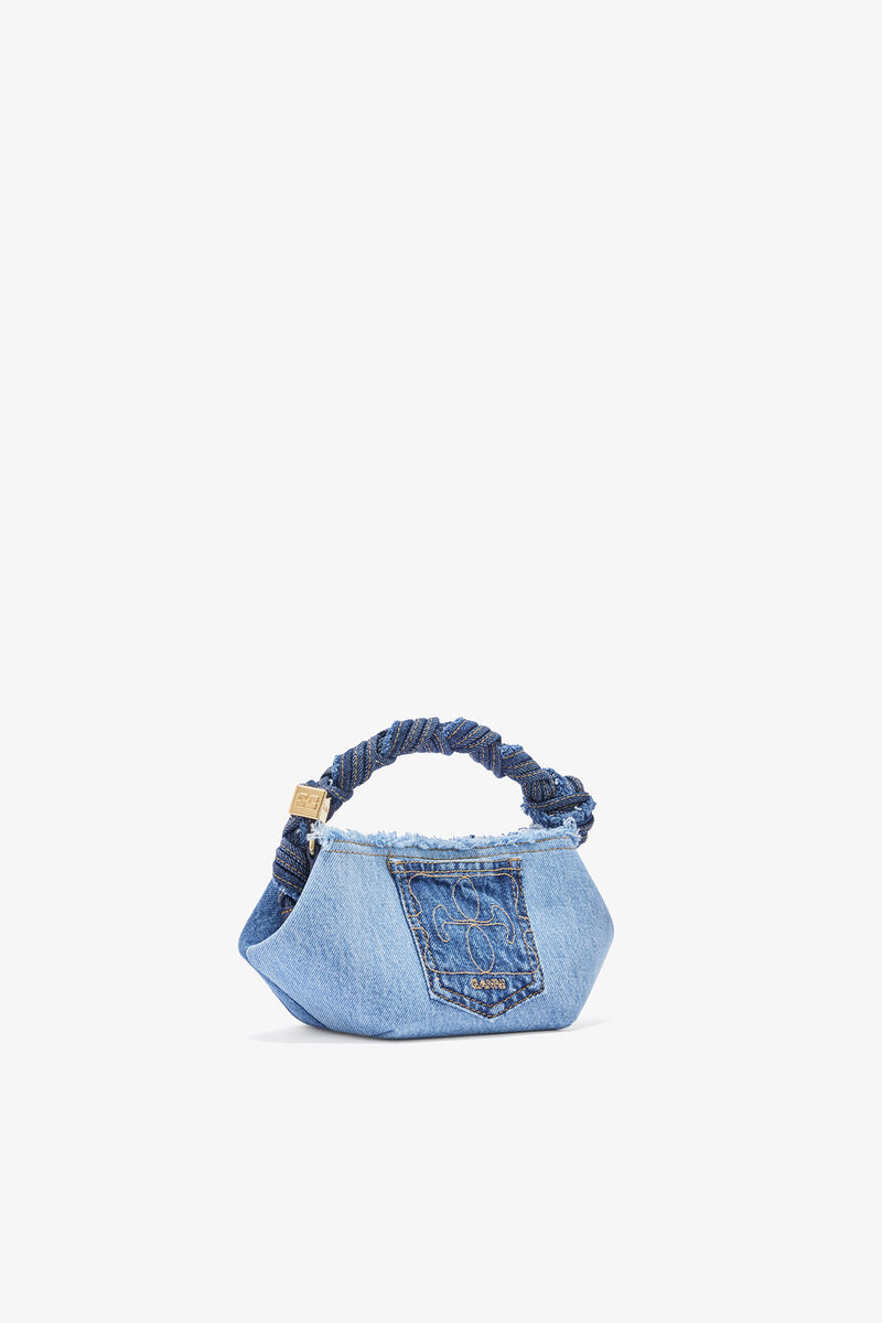 Mini Bou Bag in Blue Denim, Organic Cotton, in colour Mid Blue Vintage - 2 - GANNI