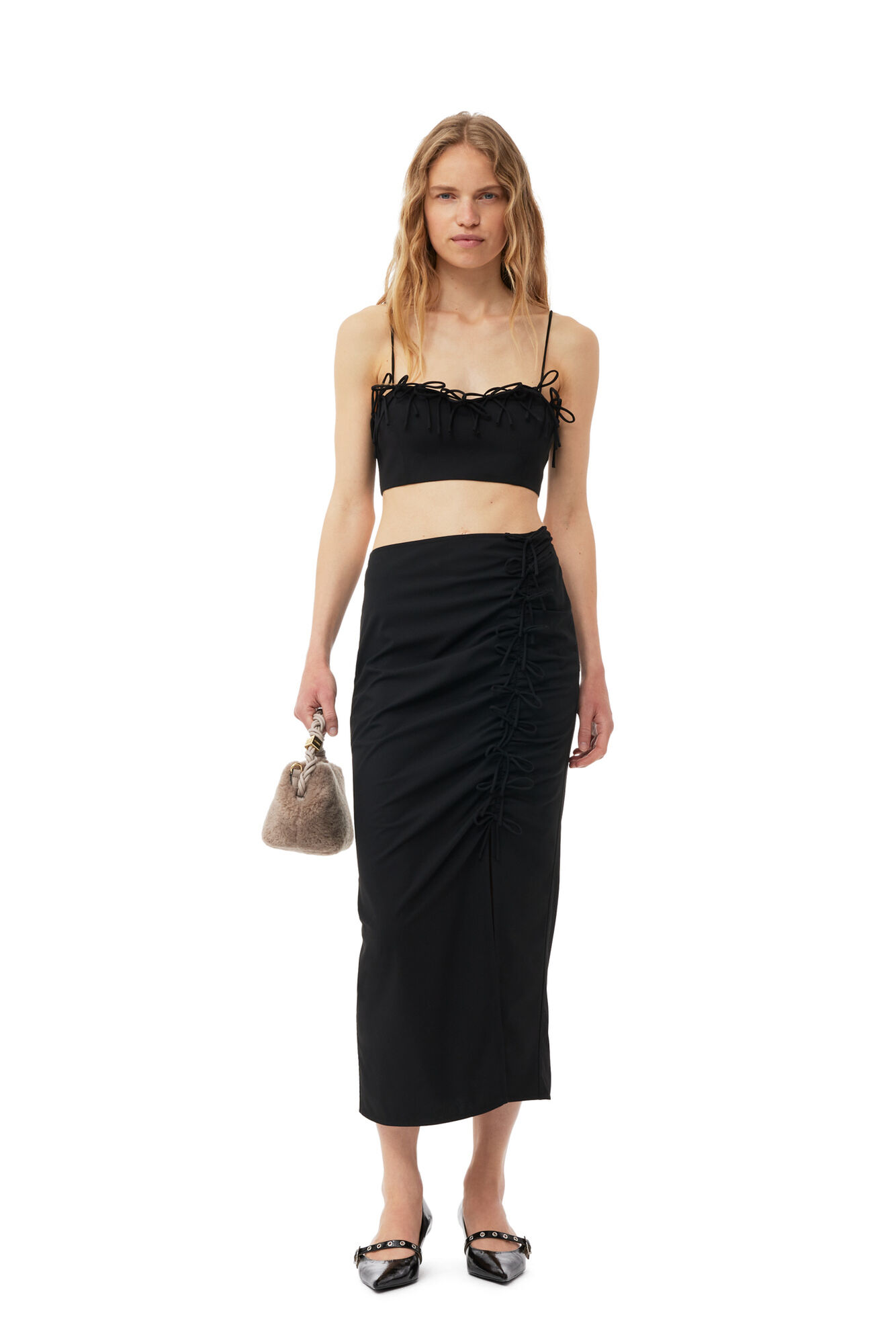 Black Black Drapey Melange Sleeveless Top | GANNI DE