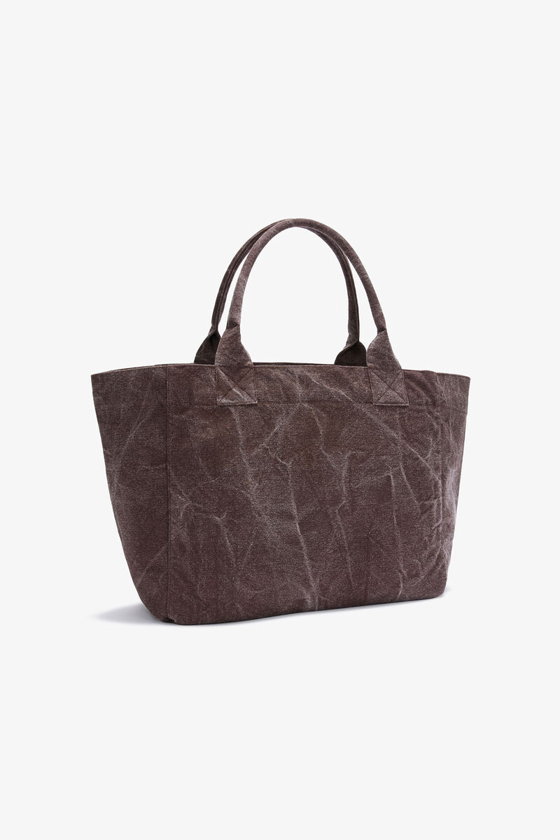 Brown Medium Western Boot Tote, Recycled Cotton, in colour Chicory Coffee - 2 - GANNI