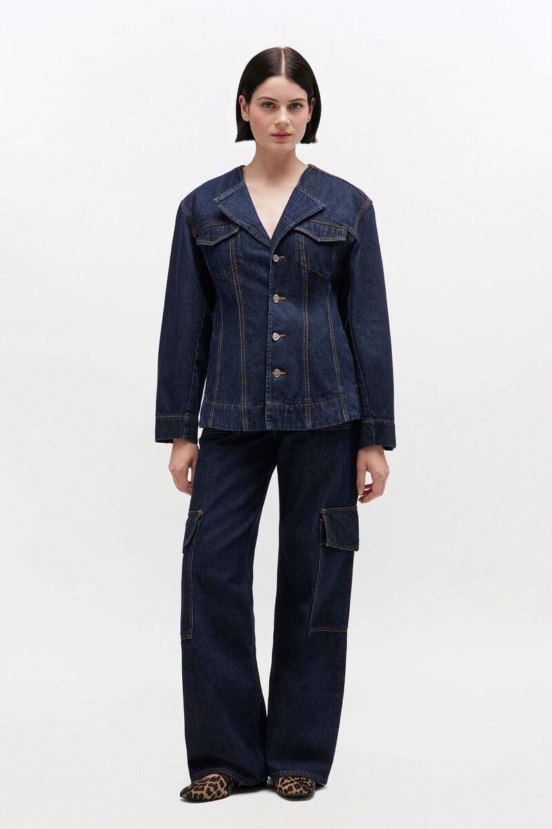 Dark Rinse Denim Blazer, in colour Rinse - 2 - GANNI