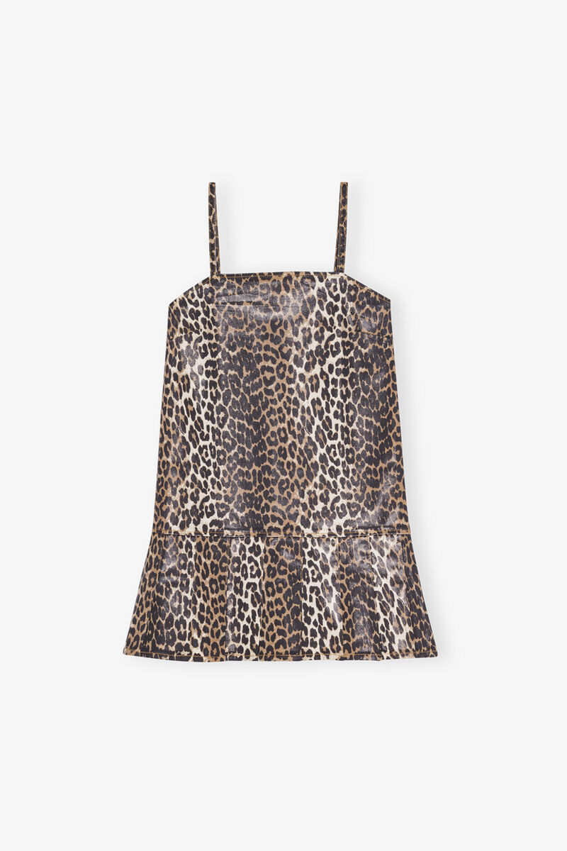 Leopard Foil Dress, Organic Cotton, in colour Leopard - 1 - GANNI
