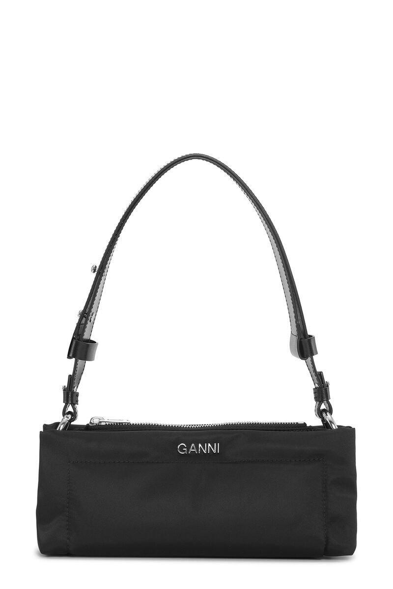 Mini Pillow Baguette Bag, Leather, in colour Black - 1 - GANNI