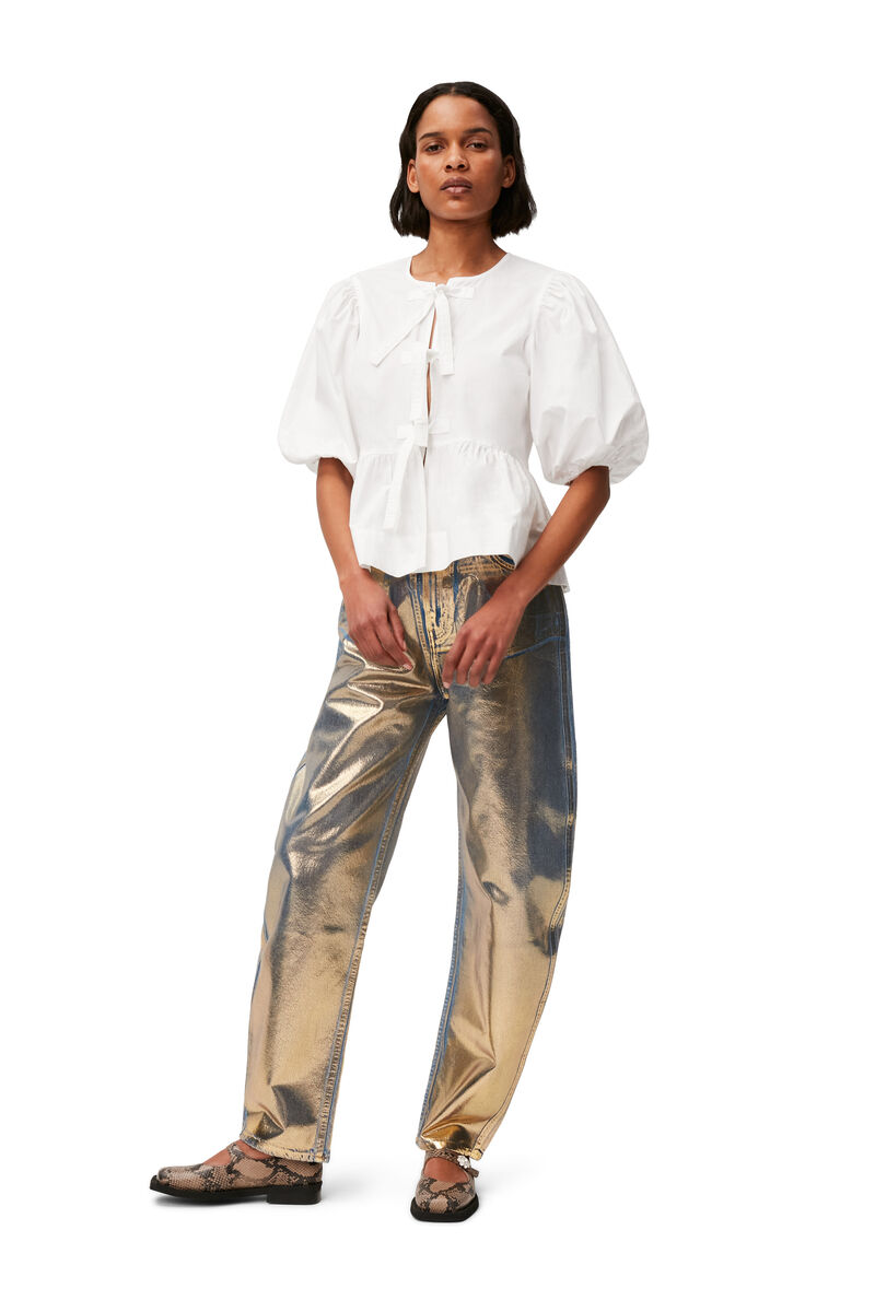 Gold Denim Stary Jeans, Cotton, in colour Gold - 1 - GANNI