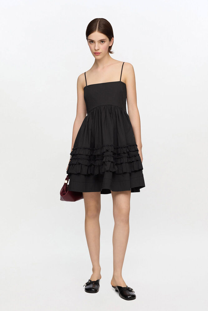 Black Mini Frill Dress, Black