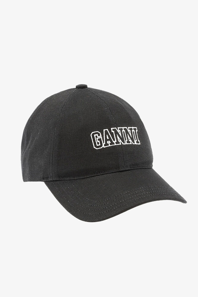 Black Embroidered Logo Cap, Black
