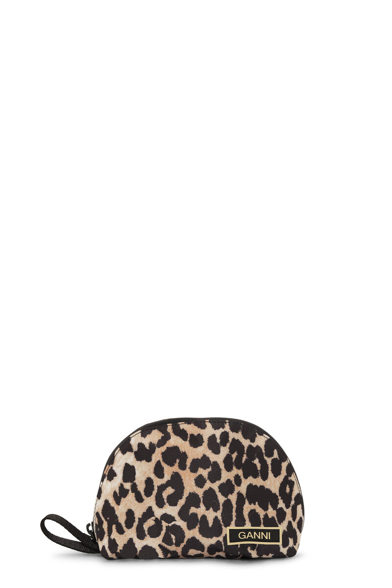 Small Vanity Bag, Polyester, in colour Leopard - 1 - GANNI