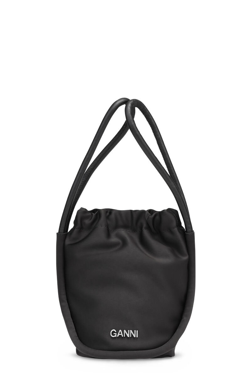 Knot Mini Purse, Recycled Leather, in colour Black - 1 - GANNI