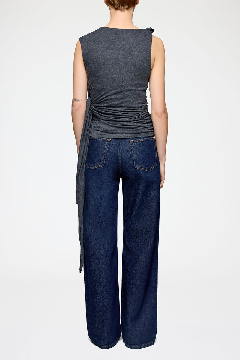 Haut en jersey gris, Modal, in colour Phantom - 2 - GANNI