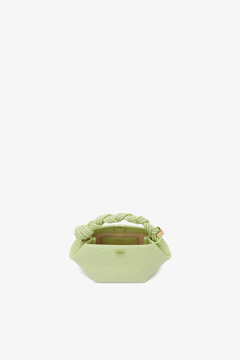 Mini Bou taske i gr&oslash;n ostrich, Recycled Polyester, in colour Lily Green - 3 - GANNI