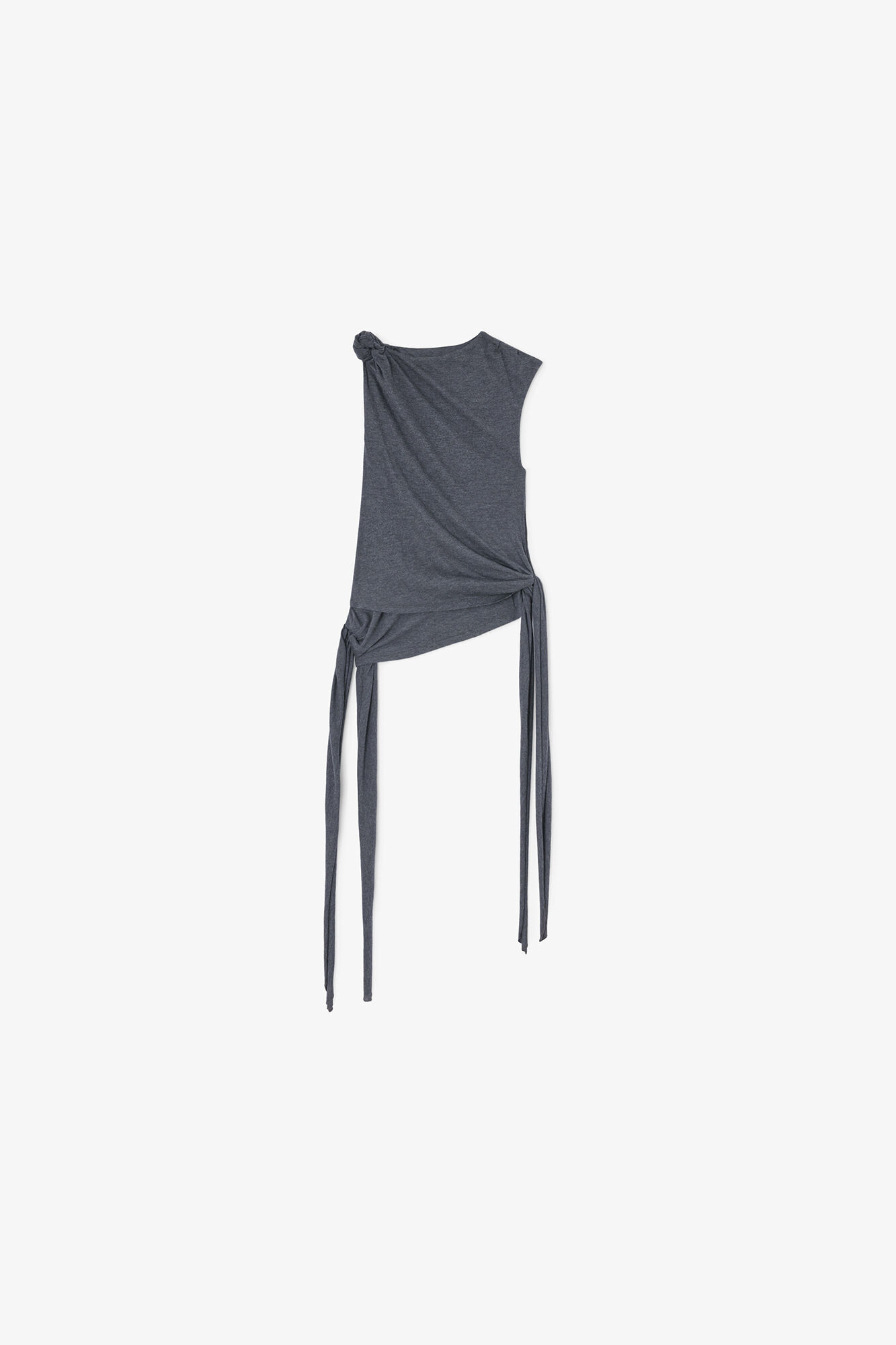 Top in Grey Jersey, Modal, in colour Phantom - 1 - GANNI