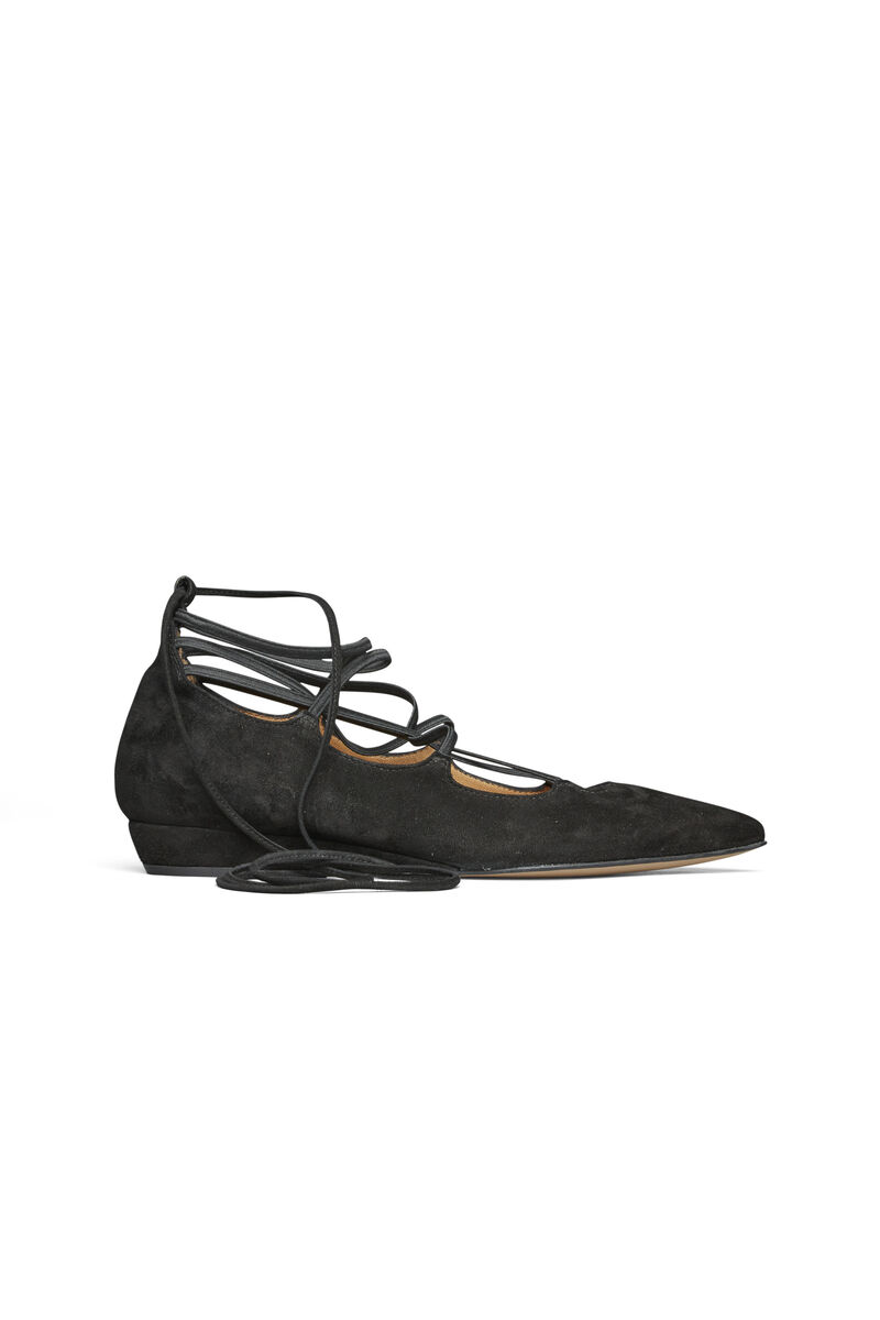 Nora Suede Shoes, in colour Black - 1 - GANNI