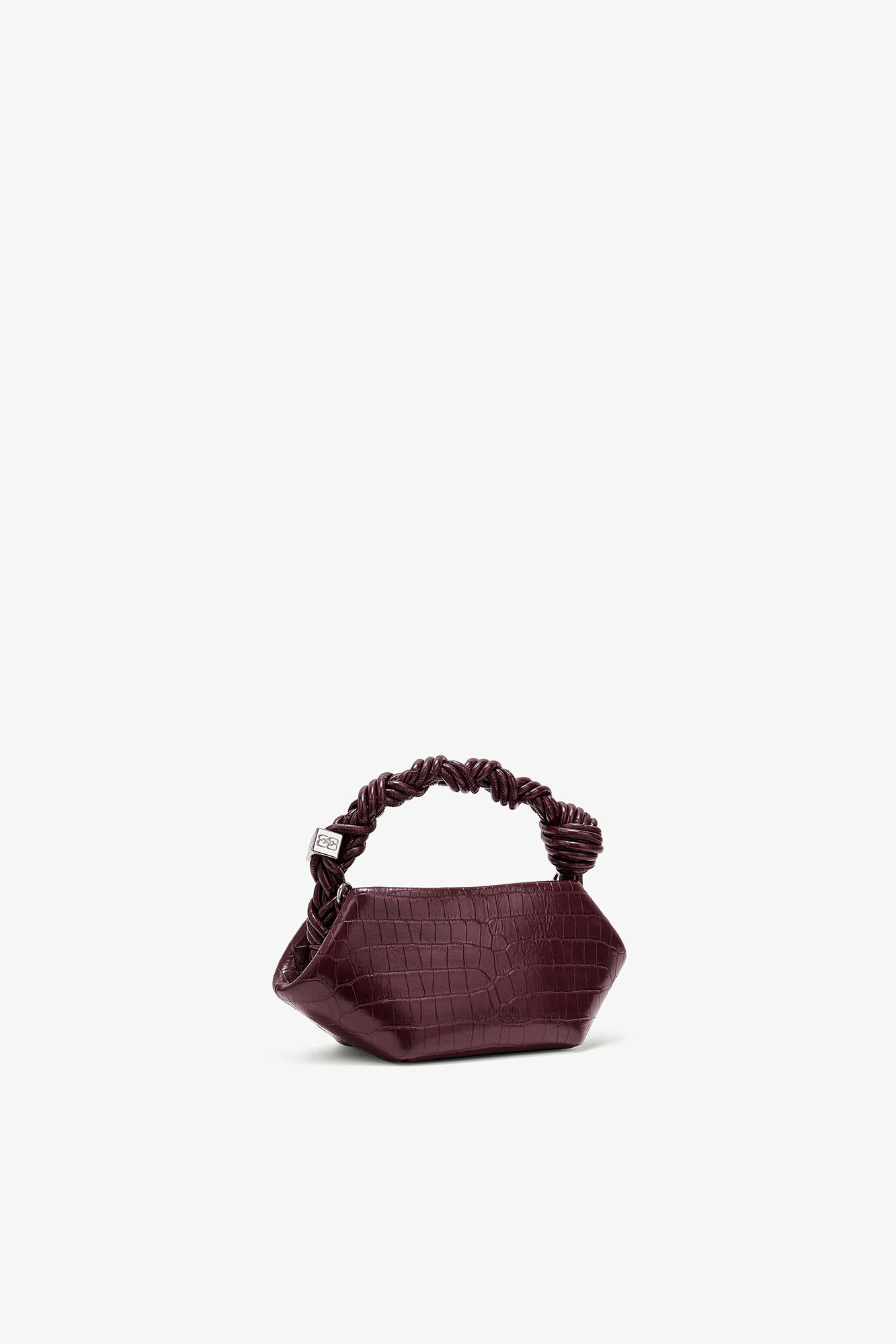 Burgundy Croco Mini Bou Bag, Recycled Leather, in colour Burgundy - 2 - GANNI