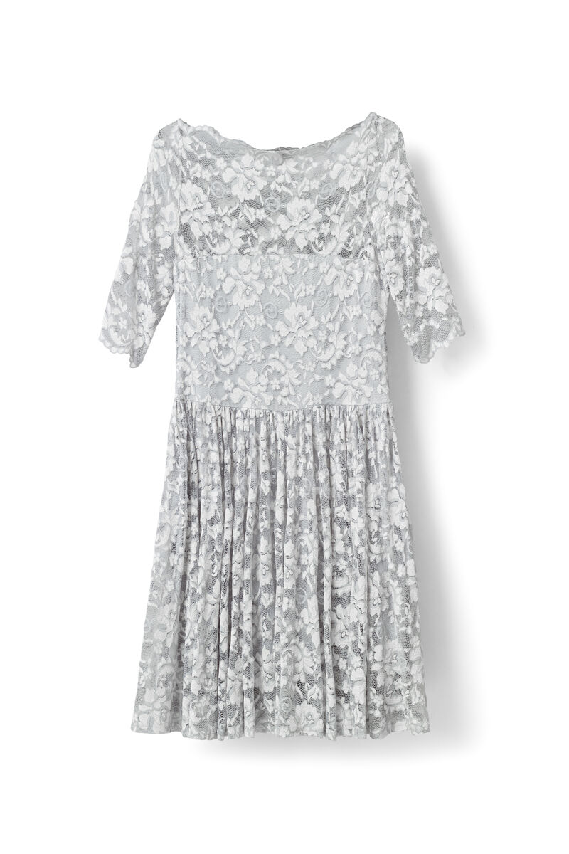 Ayame Lace Dress, in colour Pearl Blue - 1 - GANNI