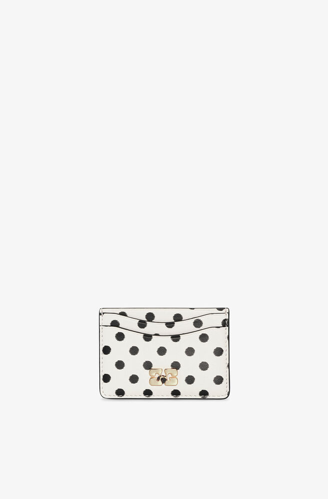 GANNI Bou Card Holder with Dots, Egret