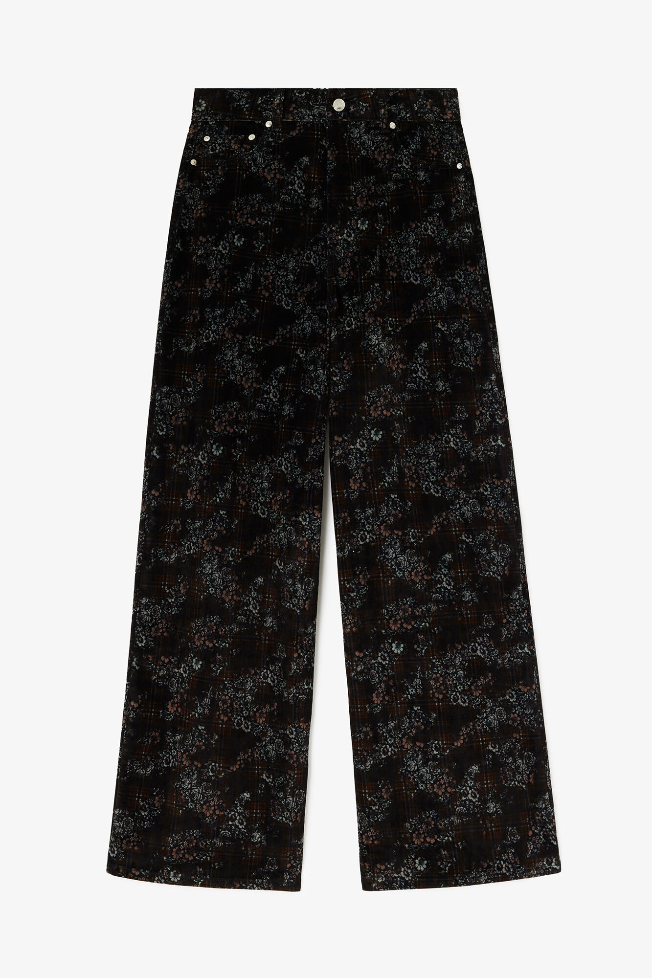 Marri Jeans in Printed Denim, Recycled Cotton, in colour Winter Moss - 1 - GANNI