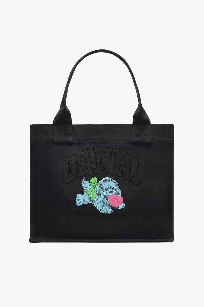 Black Puppy Large Tote, Phantom