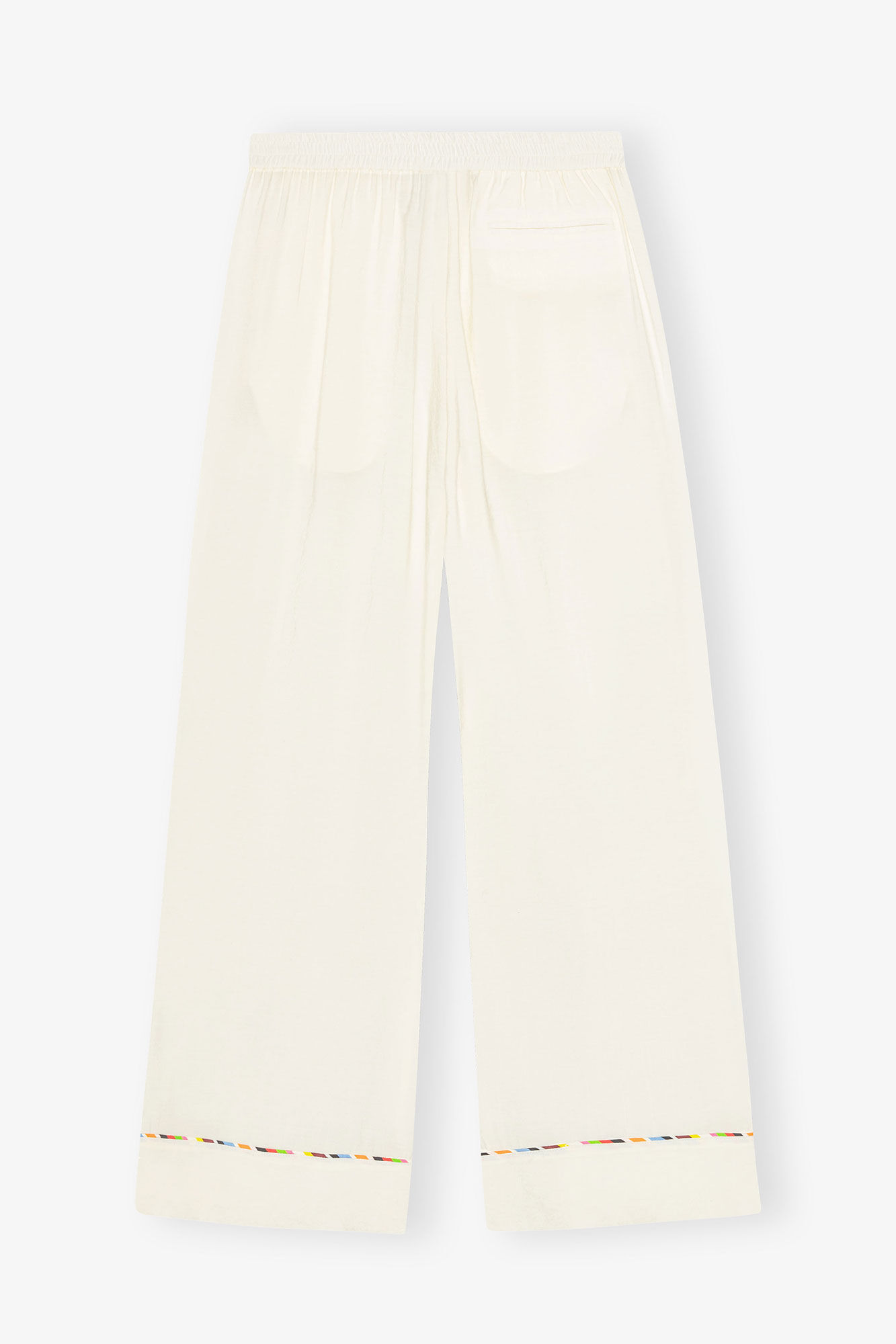 Fluid Modal Elasticated Trousers, Modal, in colour Egret - 2 - GANNI